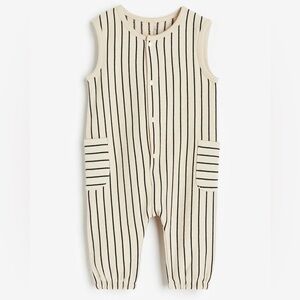 H&M Cream and Black Striped One Piece Romper 2T